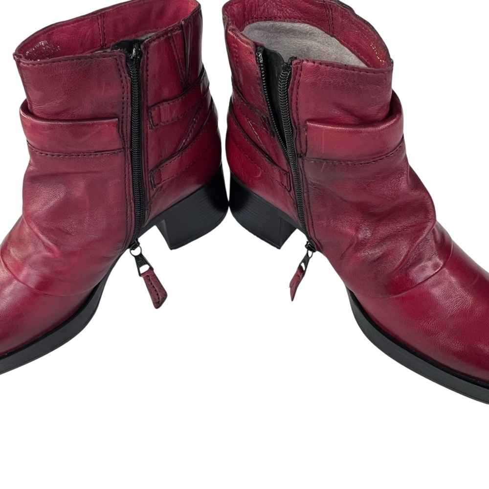Miz Mooz Leather Buckled Ankle Boots- Macee Crimson Red EU 40 (US 9-9.5) NWOT - Picture 13 of 16